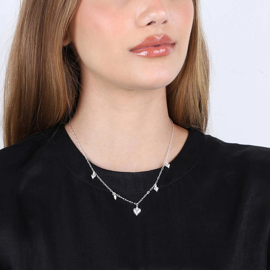 Colar prata 925 corações