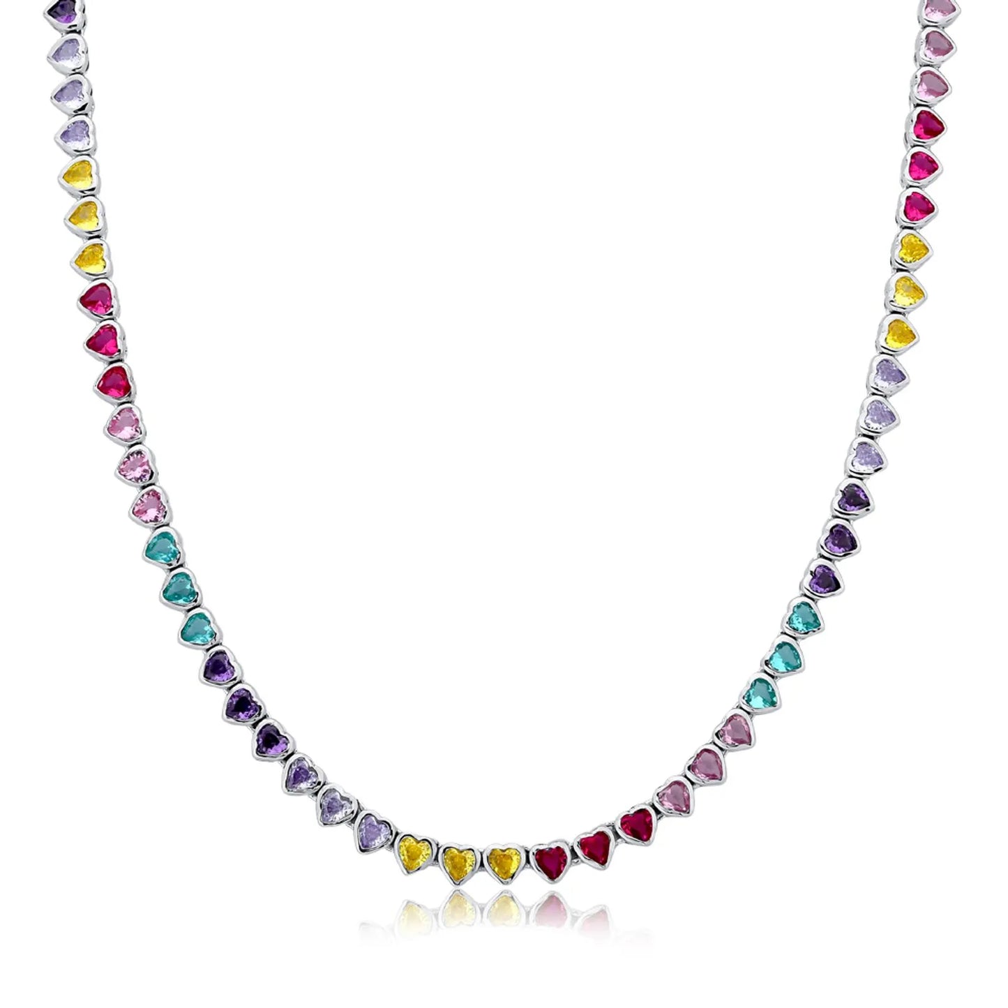 Colar semijoia corações cravejados