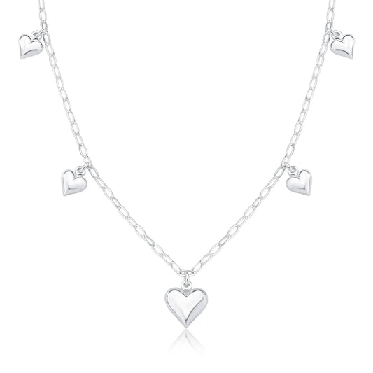 Colar prata 925 corações