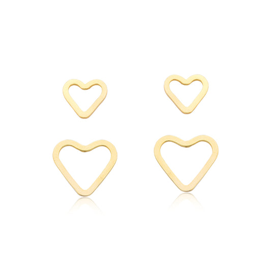 Brincos Kit Corações Vazados