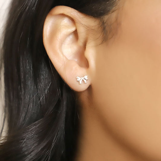 Brinco prata 925 laço tarracha baby