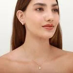 Conjunto semijoia gota com detalhe cravejado