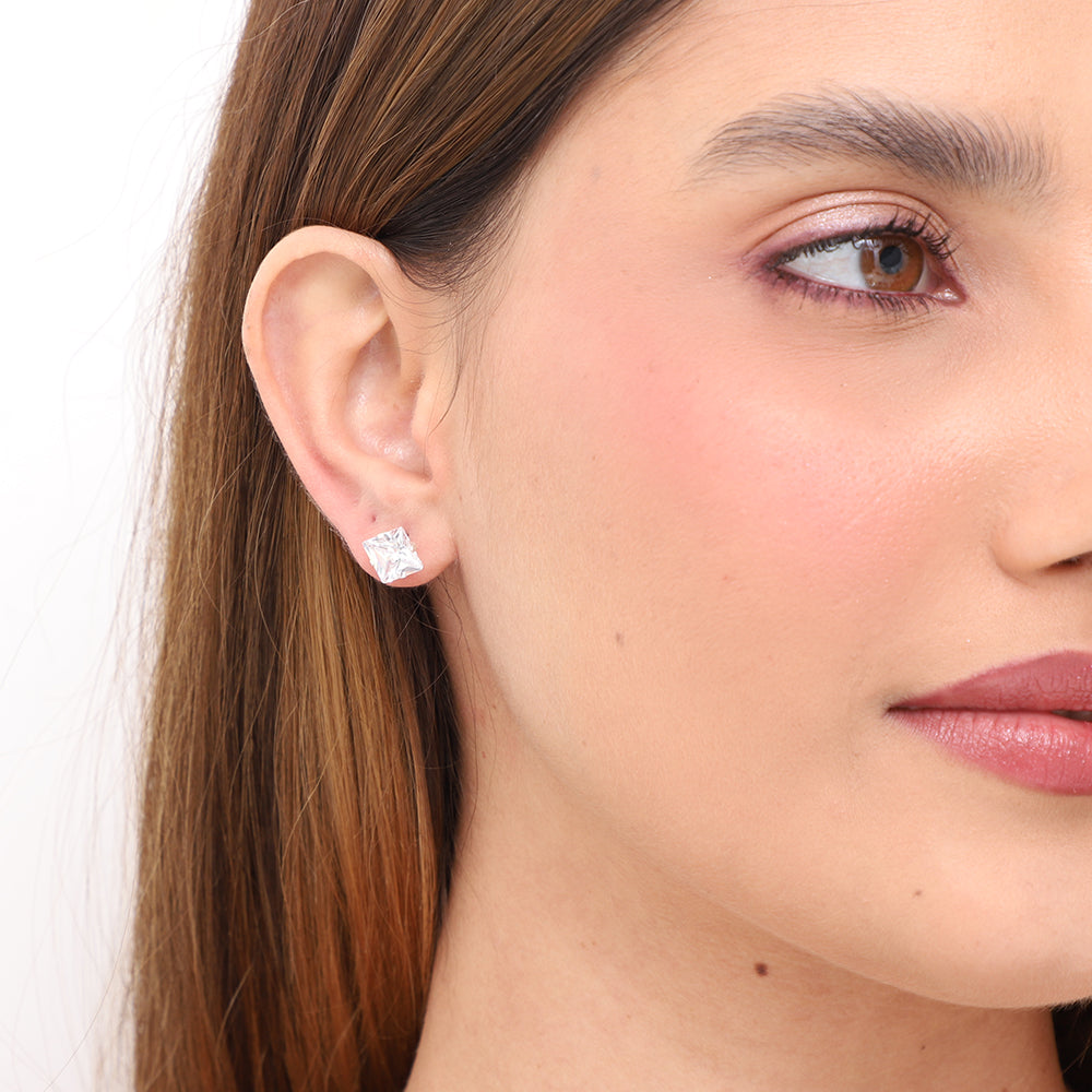 Brincos Ponto de Luz Quadrado Quadrilume