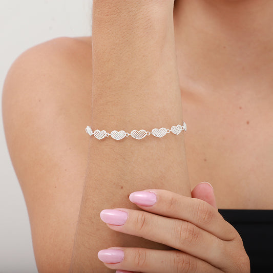 Pulseira coração trabalhado