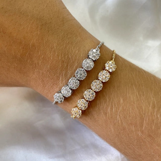 Pulseira Ajustável Cravejada 6 Esferas