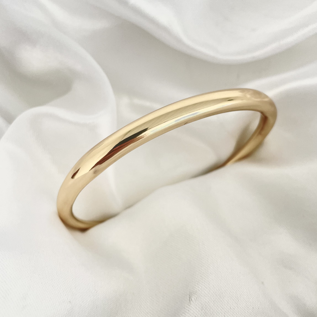 Bracelete Liso Simples Banhado a Ouro 18k e Rodio Branco