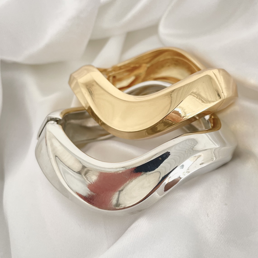 Bracelete Onda Max Banhado a Ouro 18k e Rodio Branco