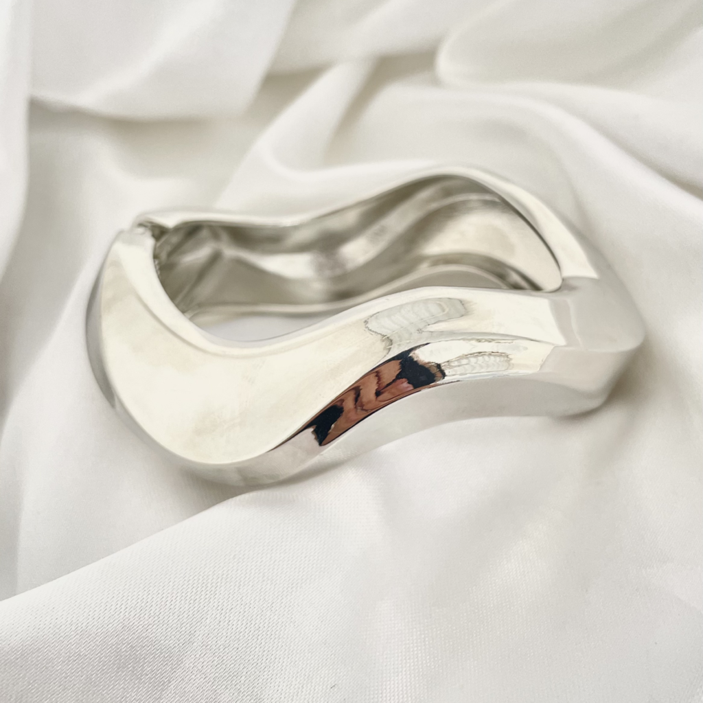 Bracelete Onda Max Banhado a Ouro 18k e Rodio Branco