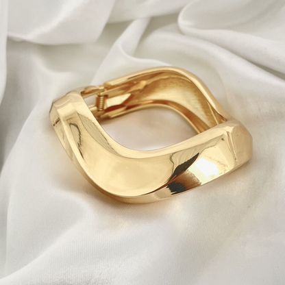 Bracelete Onda Max Banhado a Ouro 18k e Rodio Branco