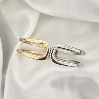 Bracelete Abraço Dois Banhos Banhado A Ouro 18k E Ródio Branco