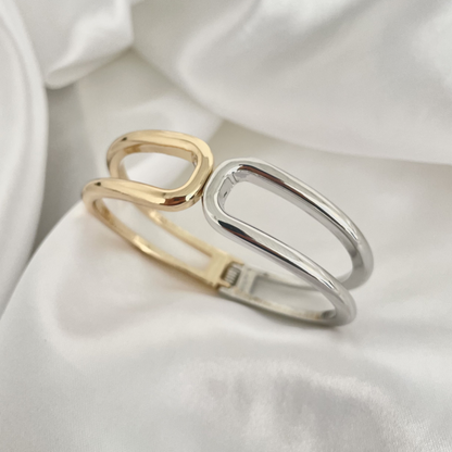 Bracelete Abraço Dois Banhos Banhado A Ouro 18k E Ródio Branco